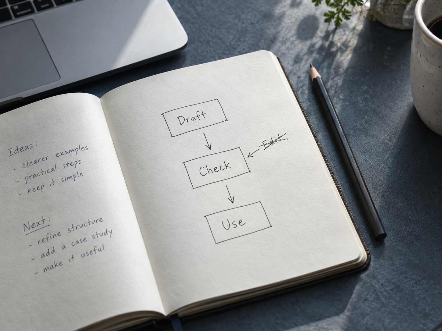 A notebook mapping a practical workflow